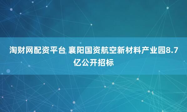 淘财网配资平台 襄阳国资航空新材料产业园8.7亿公开招标